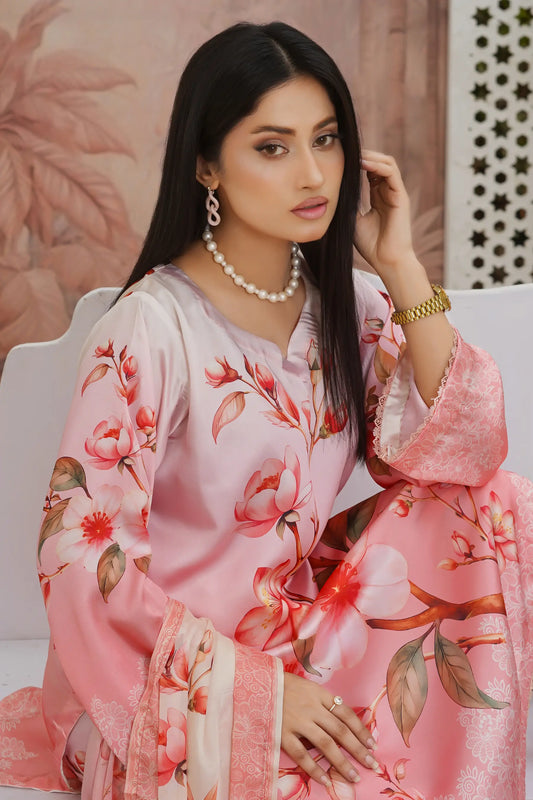 Karma silk suit dress for women - premium stitched 3 piece with lace work detail Pakistan