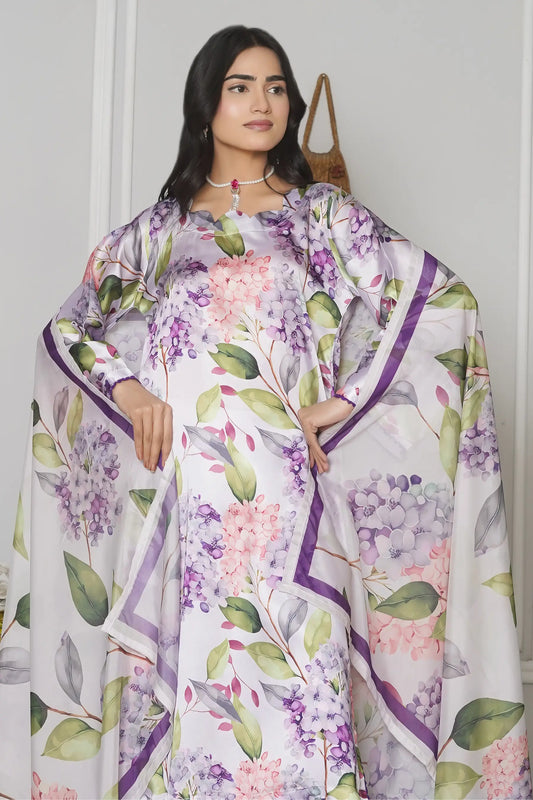 Lulusar silk suit back design detail - luxury stitched 3 piece with lace work border