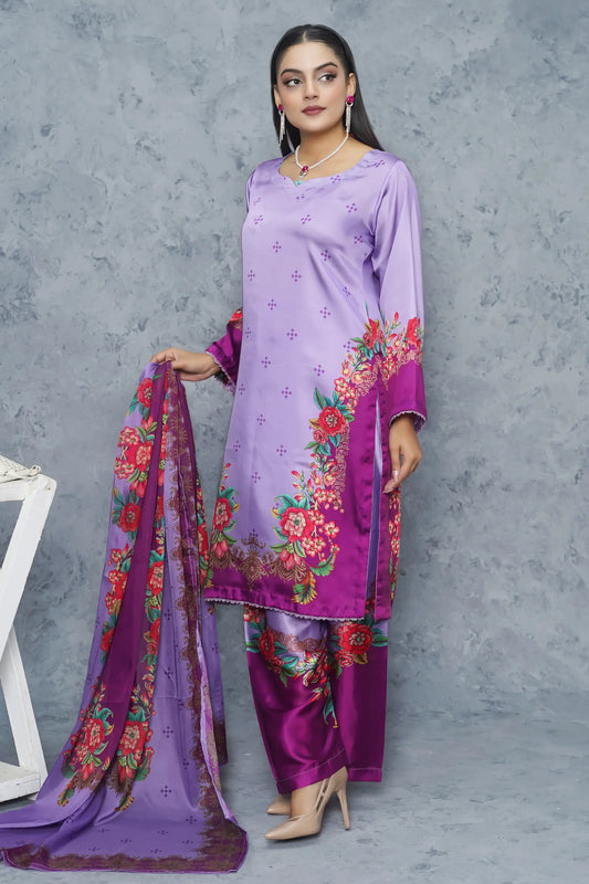 Zaaviay premium silk suit digital print 2026 - designer women's clothing Pakistan with lace work