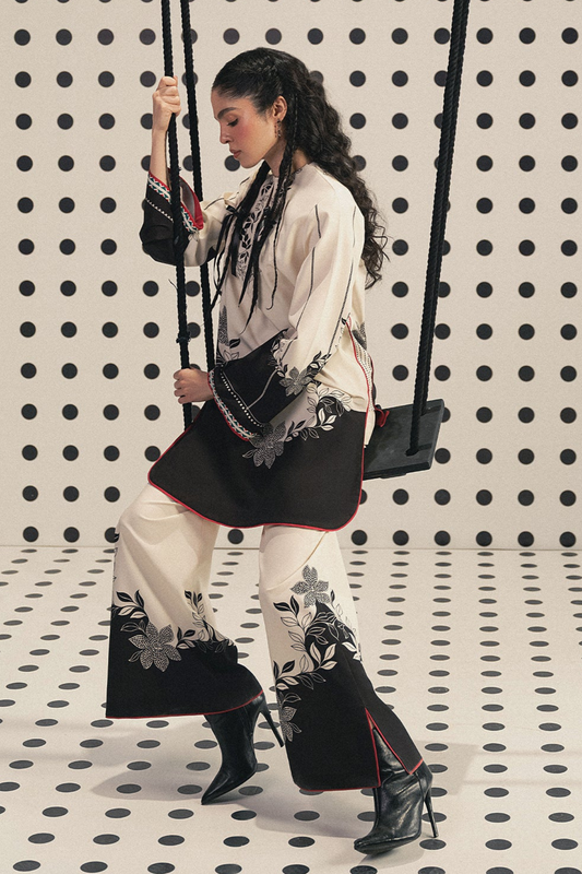 Black Shine 2Piece Stitched