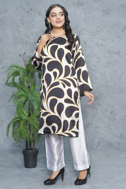 Afrozah 2 Piece Silk Dress digital print design