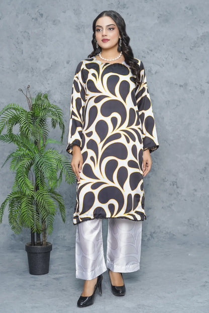 Afrozah 2 Piece Silk Dress front design view