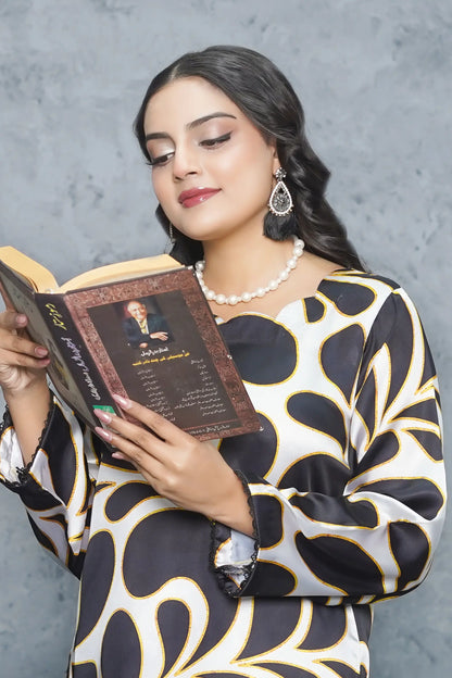 Afrozah 2 Piece Silk Dress golden color variant