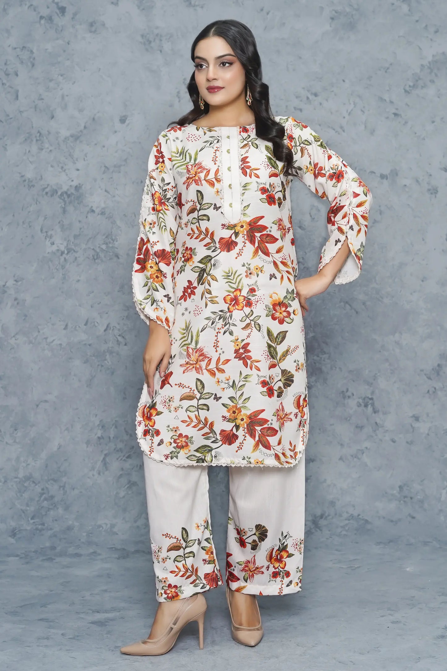 Aleez 2 Piece Khaddar Suit shirt detail view