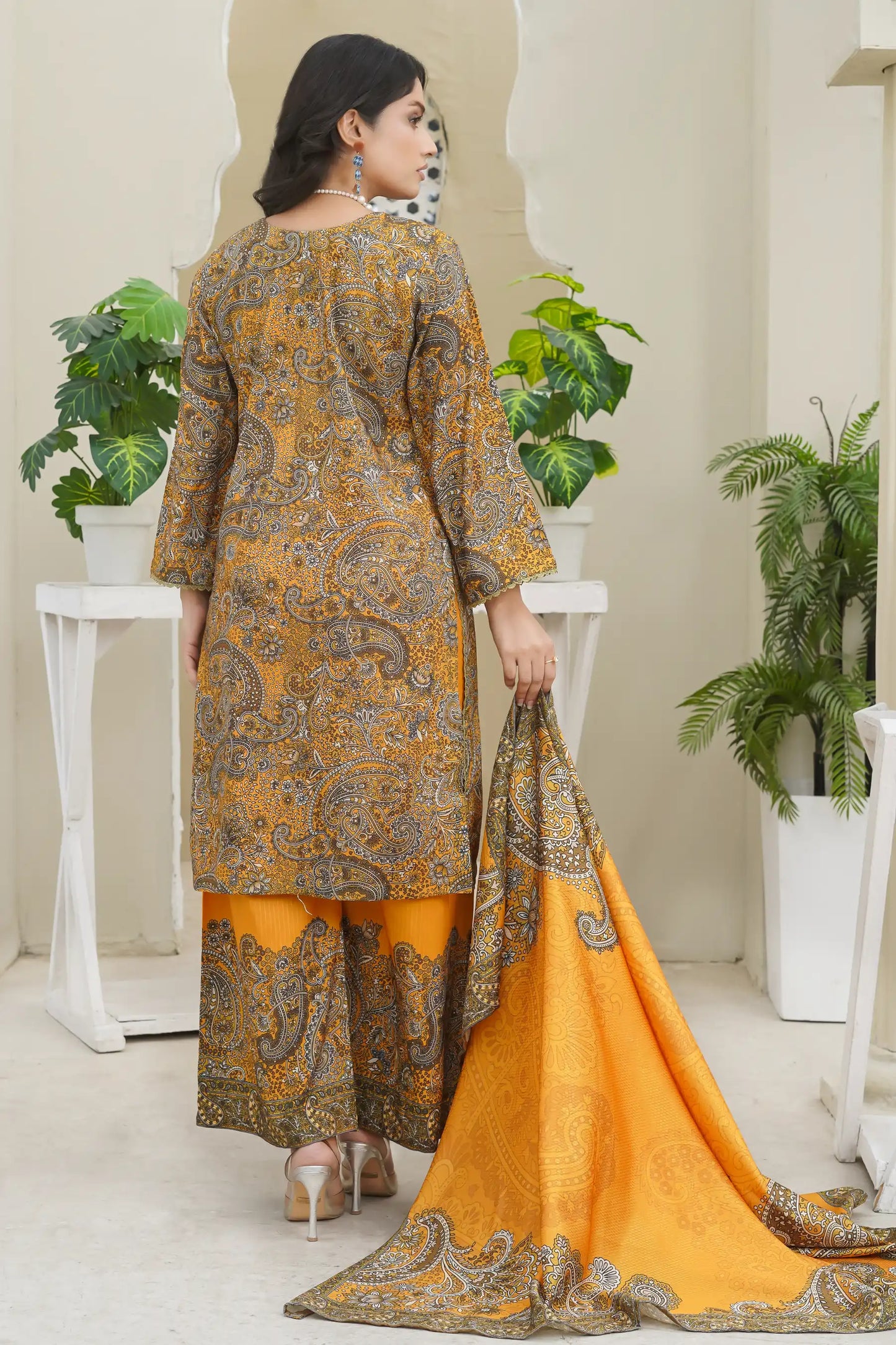 Bin Seed 3Pc Stitched Suit back design detail for women