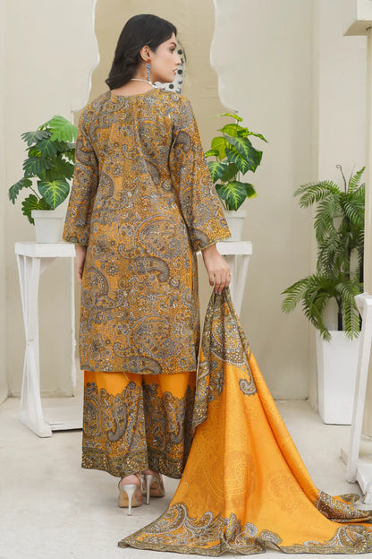 Bin Seed 3Pc Stitched Suit back design detail for women