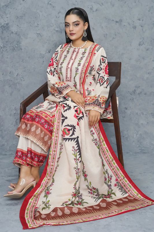 premium khaddar suit Pakistan - Charizma collection digital print with lace work detail