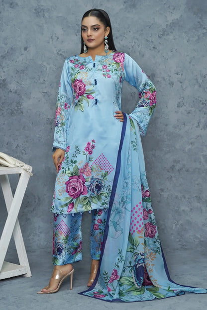 Ethnc premium silk suit digital print pattern - One Five best women's clothing brand Pakistan
