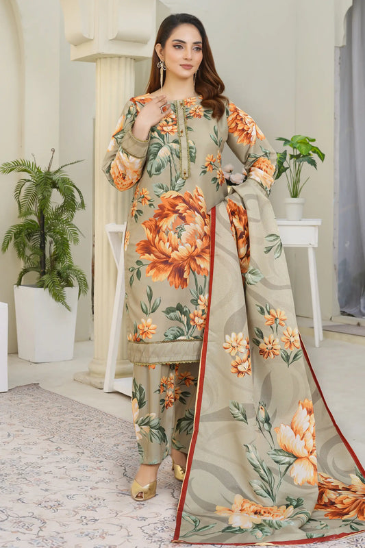 Gul Ahmad 3 Piece Stitched Suit digital print design