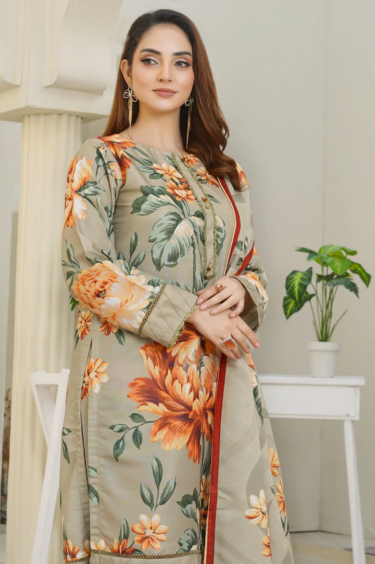 Gul Ahmad 3 Piece Stitched Suit shirt detail view