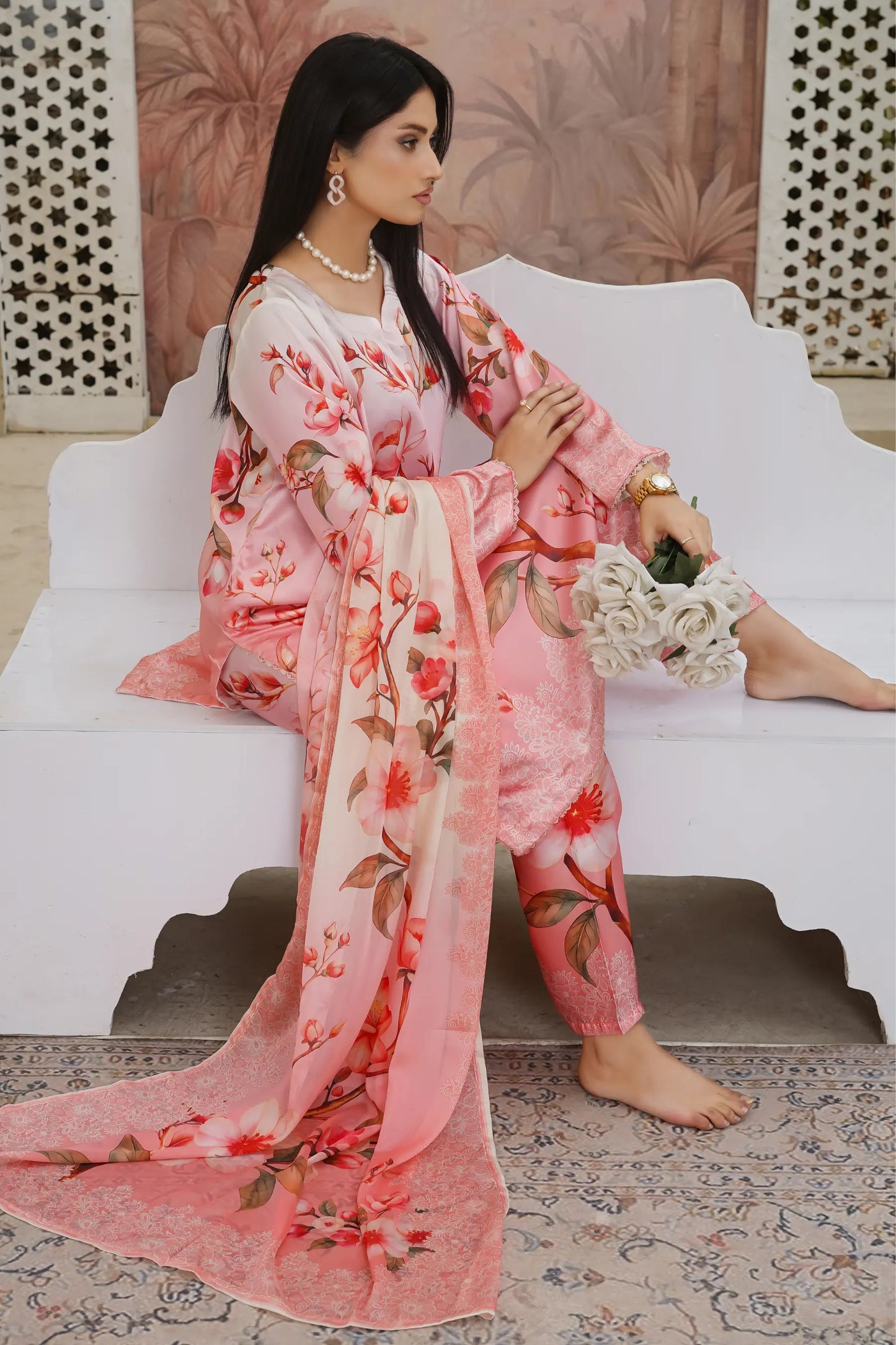 Karma silk suit new collection 2026 - designer stitched 3 piece women's clothing Pakistan