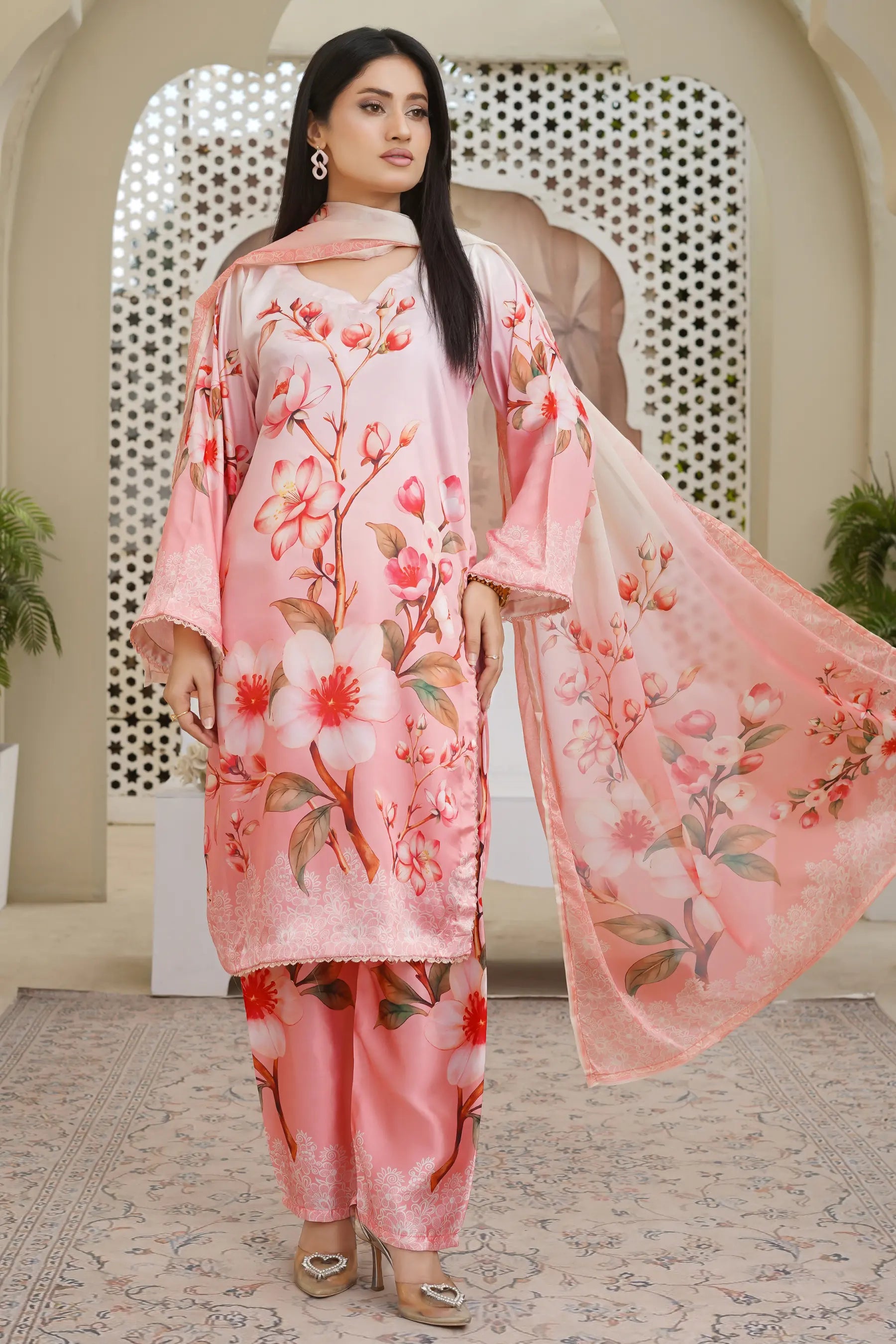 Karma silk suit new winter dress - premium ready to wear with apple silk dupatta