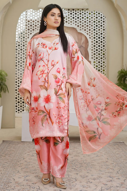 Karma silk suit new winter dress - premium ready to wear with apple silk dupatta