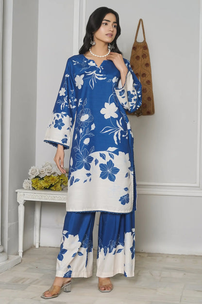 Limelight 2 Piece Khaddar Suit front view with embroidered design
