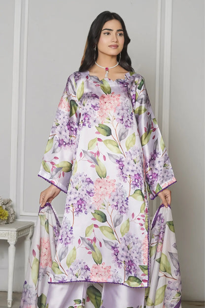  Lulusar silk suit styled look - elegant 3 piece with apple silk dupatta Pakistan