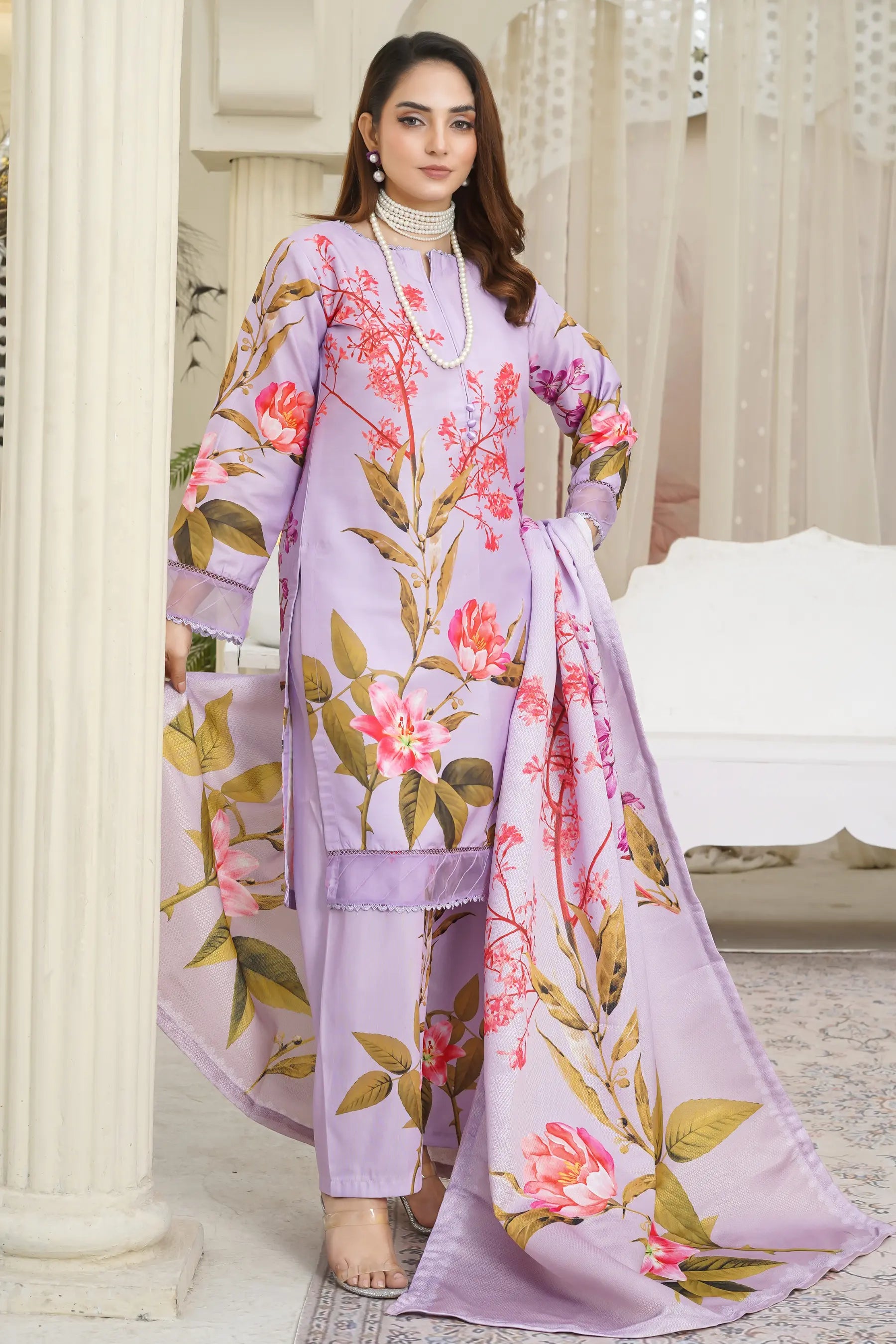 Nishat 3 Piece Stitched Suit digital print design