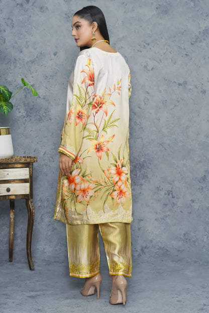 Nureh 2 Piece Silk Dress back digital print design