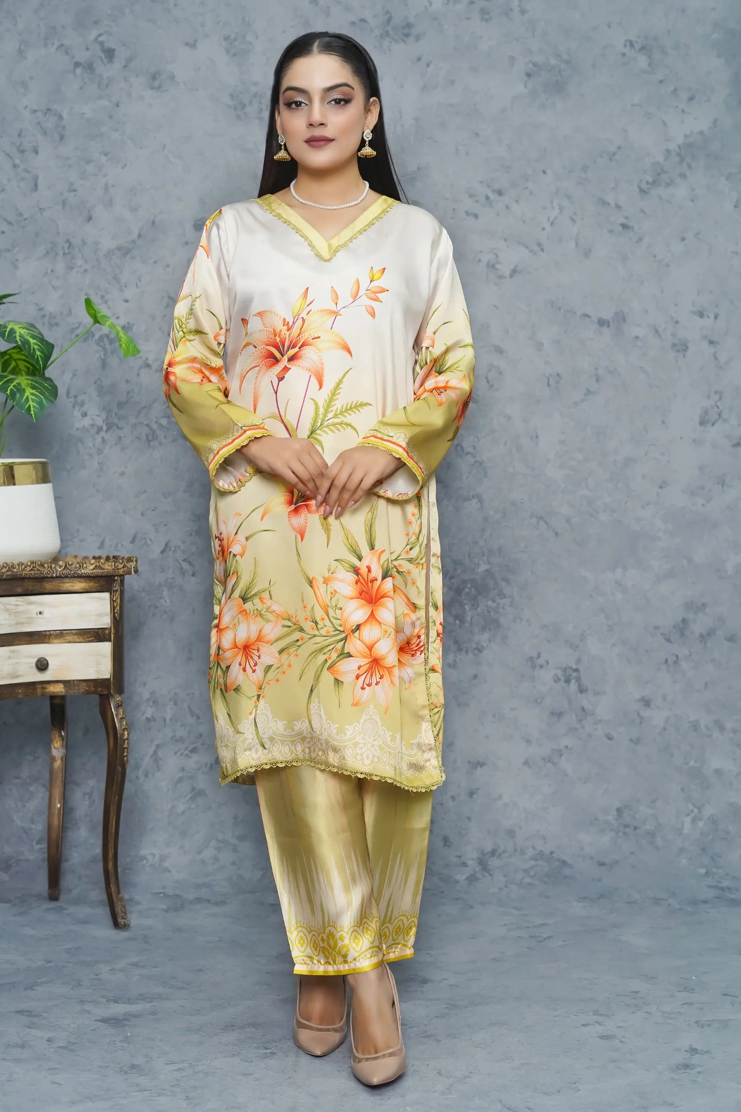  Nureh 2 Piece Silk Dress complete look