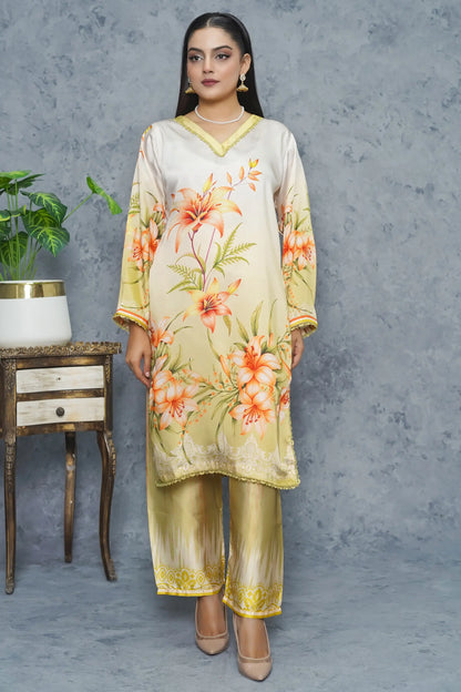Nureh 2 Piece Silk Dress front view