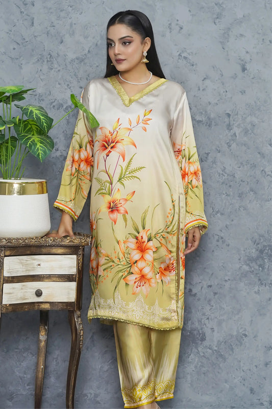 Nureh 2 Piece Silk Dress trouser print design