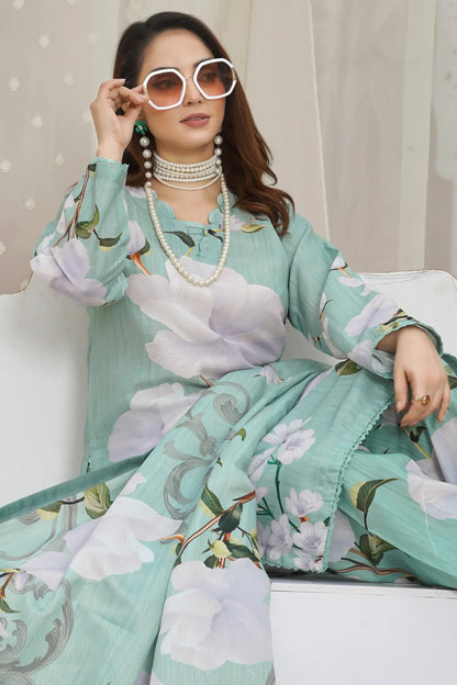 Saya 3 Piece Khaddar Suit front design view